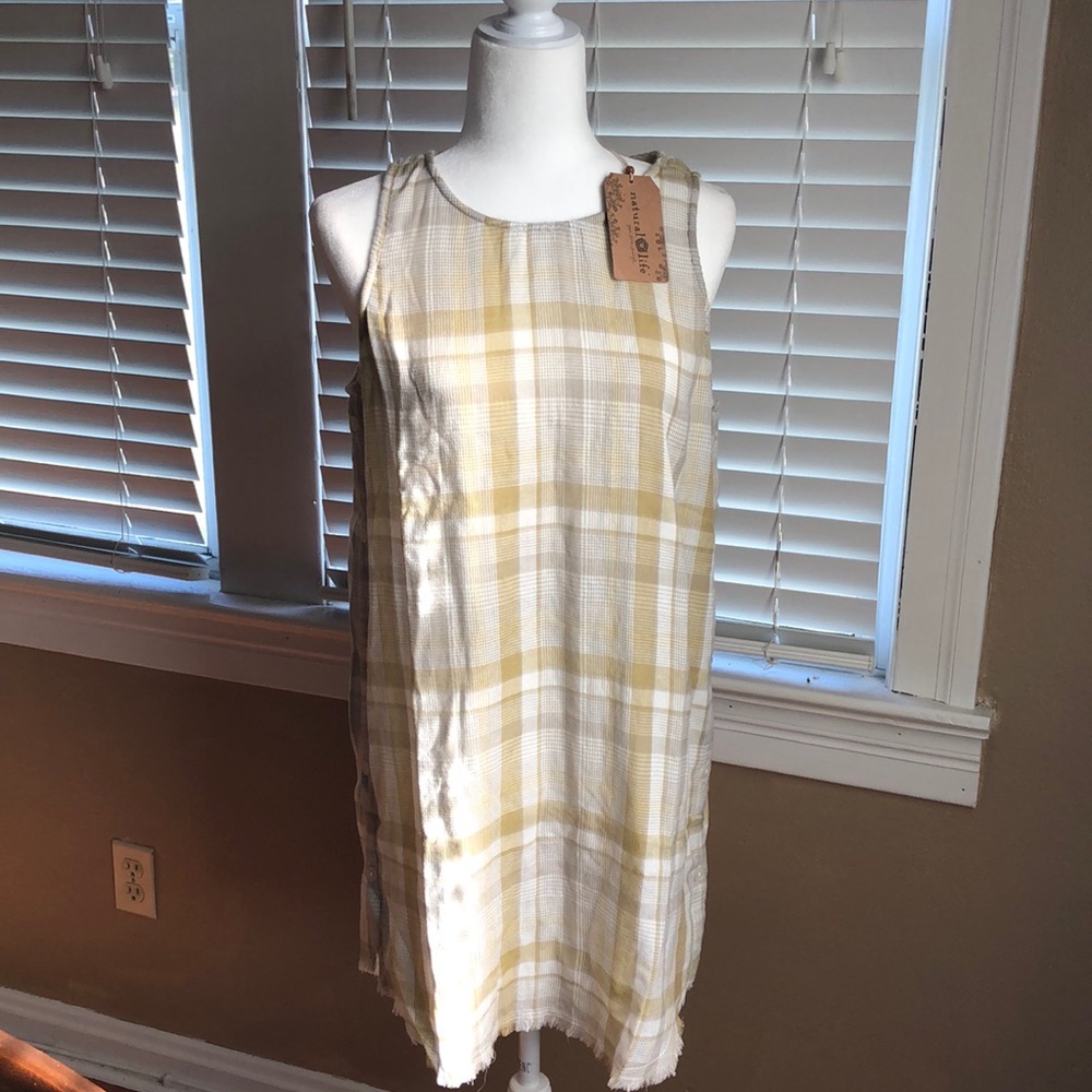 NATURAL LIFE • Plaid Fringe Sleeveless Dress